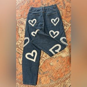 Graffiti heart straight jeans